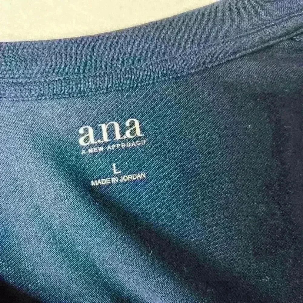 a.n.a women's navy blue 3/4 Length sleeve tee size large - Picture 5 of 6